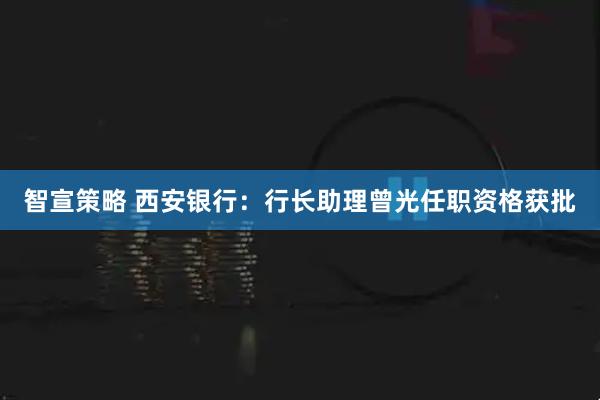 智宣策略 西安银行：行长助理曾光任职资格获批
